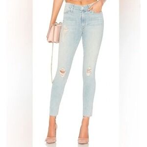 MOTHER 29 Blue Jeans‎ Looker Ankle Fray 27 Distressed blue pants written in sand